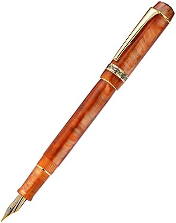 Asvine Kaigelu 316a Amber Acrountic Fountain Pen, Iridium Media Nib Classic Pen со конвертор на мастило