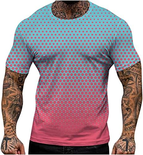 Нова маица за мажи со кратки ракави Полка точка печати кошула низ цела разнобојна вратоврска боја на вратот на вратот, врвови на врвовите на