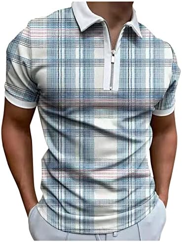 Машка кратка ракав Поло кошула печатена поштенски патент со тенок фитрф кошули врвови модни основни дизајнирани класични исечени кошули