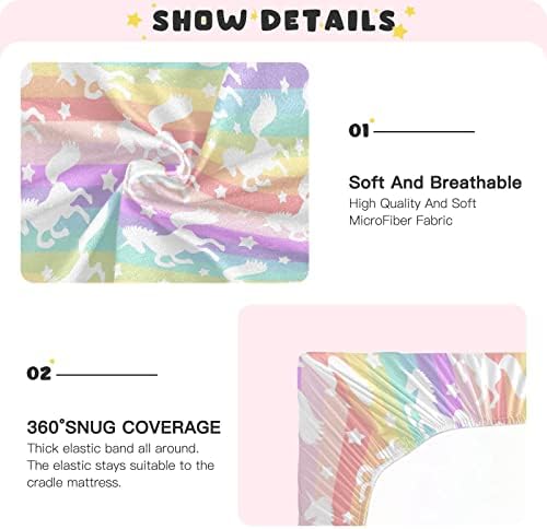 Umiriko Unicorn Rainbow Pack n Play Baby Play Playard Sheets, Mini Crib Sheet for Boys Girls Player Matteress Cover 20201581