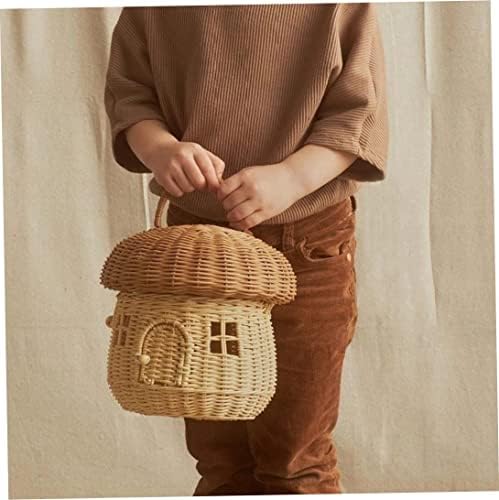 Печурки basан кошница за складирање со капак декоративна кофа домашна декорација рачно ткаени полица организатор симпатична рачно изработени