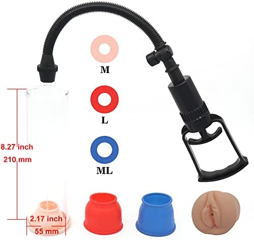 Прирачник за рачна вакуумска пениска пумпа со ракав од 1 парчиња, ракави за вшмукување од 3 парчиња во различни големини + чаша за машки