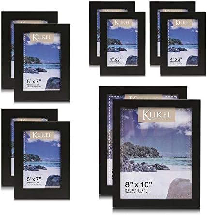 Klikel Frame Frame Set- 4x6 5x7 8x10 Колаж со рамка за слика - 10 парчиња сет на рамки за фотографии од дрво - црна рамка за слика - сет на рамки