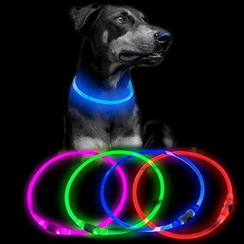 Domagiker USB LED јака за дополнување на кучиња - рефлексивен сјај во темната, прилагодлива јака за осветлување за мали, средни и големи