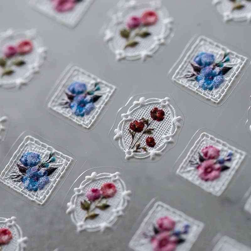 1 парчиња налепници за чипка на чипка од 1 парчиња, врежани бели чипка цвеќиња, лизгачки декорации за алатка за свадбени маникир за свадби за