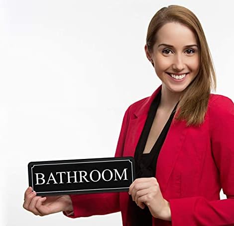 Знаци на вратата за бања за домашна канцеларија и бизнис - знак за тоалети, симпатична декор за бања - знак за плакарот за вода црна бела налепница