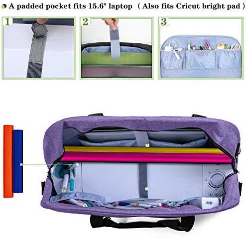 Luxja носење торба компатибилна со машината Cricut, лаптоп, светла подлога, сечење мат и други додатоци, торба за складирање компатибилна