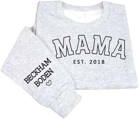 Назанти Персонализирани мама џемпери за жени, мама екипаж џемпер со деца име Мама подароци, нови подароци за мама