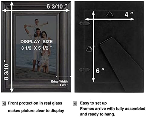 Lavie Home 4x6 & 5x7 Рамки за слики Рустикална фото рамка поставена со стакло со висока дефиниција за wallиден монтажа и табела на горниот