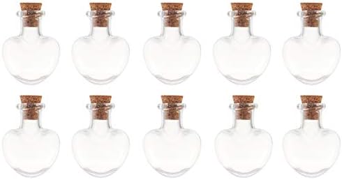 Basyousel 1ml шишиња од плута, мали чисти стаклени тегли со шишиња чисти стаклени шишиња со стоп -стопери празни срца форма мини
