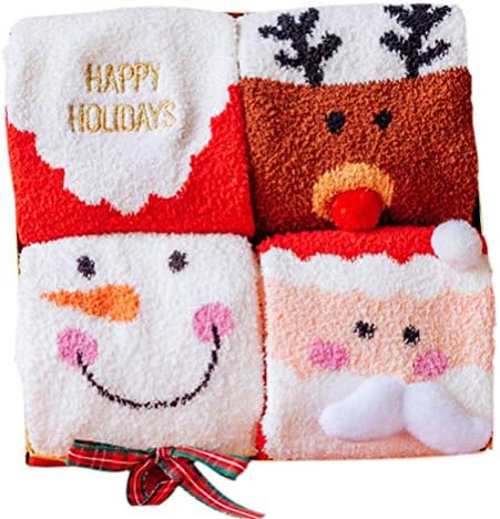Aboofan 4 пара Божиќни серии чорапи симпатична спиење кревети чорапи подни топло чорапи за забава