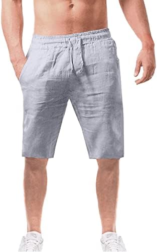 Миашуи за обука шорцеви за мажи летни летни случајни панталони и модерна цврста крпеница краток памук и лабава
