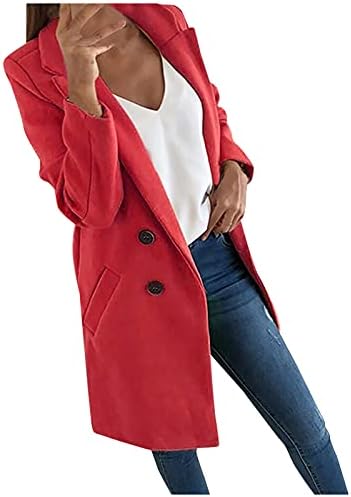 Зимски палта на Cotecram за жени модни обични долги ровови палтото дами елегантно лаптелно тенок палто плус јакни со грашок од