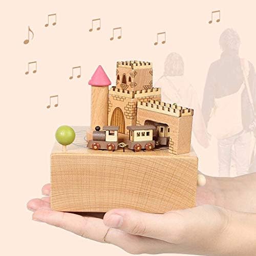 XJJZS Музичка кутија Вуд Музичка кутија, музичка кутија со рачно чудак музички кутија игра мелодии врежани врежани дрво музички роденденски подароци