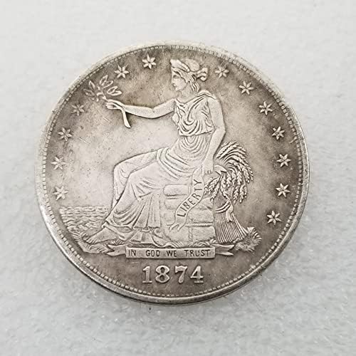 Кингфенг Антички Занаети Американски 1874 С Месинг Сребрена Позлатена На Возраст од сребро долар 046