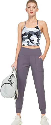 Kcенски џогери на Ккуттег со џебови со високи половини, тренингот атлетски спортови меки панталони за трчање за трчање