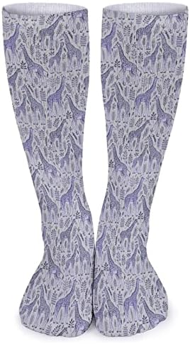 Спортски чорапи со сина жирафа топло цевки чорапи високи чорапи за жени мажи кои работат обична забава