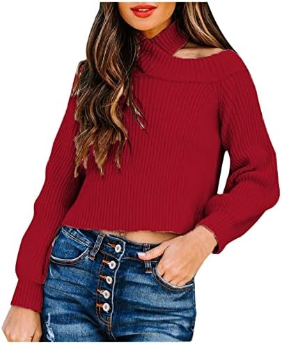 Џемпери за жени жени секси надвор од рамото чиста боја култивираат еден морал плетејќи џемпер
