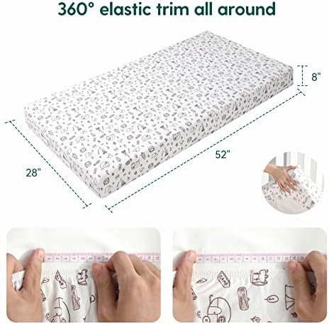 Бабелио опремени чаршафи за креветчиња за стандарден душек за креветчиња и родител, памук, ултра мека и дише, 52 x 28 x 8 инчи