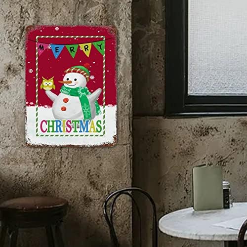 Зимски снежен човек птица Божиќна метал знак гроздобер празнични знаци на одмор весели банер снегулки железо постер сликање добредојде