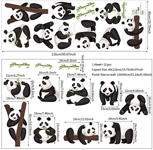 funlife Кора И Стап Панда Ѕид Налепници, Пвц Расадник Панда Ѕид Налепници За Деца Соба, Шумски Животни Декор Налепница За Девојки Спална Соба,