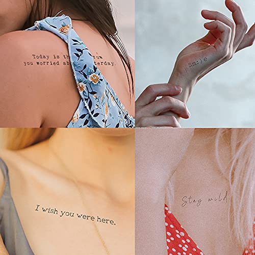 Уживајте Во Реални Инспиративни Зборови Привремени Тетоважи 20 Дизајни Големи Водоотпорни Цитати Тетоважи За Жени И Мажи 2 Листови