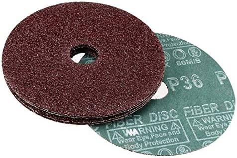 Дискови со дискови со влакна од алуминиум оксид од алуминиум оксид од uxcell, Централна дупка 36 дискови за мелење на пескарење,