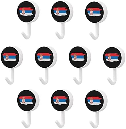 Србија знаме wallидни куки тркалезни пластични куки трајни лепливи куки за кујна бања 10 пакувања