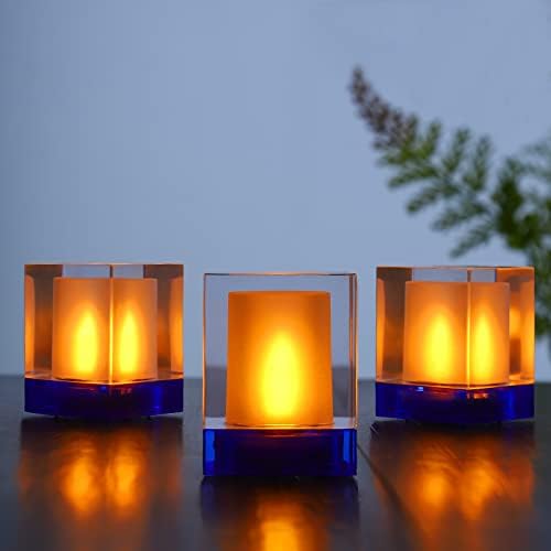 MAISEEN Треперење Пламен Свеќа Со Тајмер, Батеријата Управувана Сина LED Свеќа, Трае 100 Часа, Топла Свеќа Светлина Погоден За Свадби,