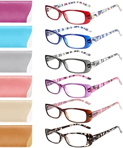 Gaoye 6 пакувања за читање очила за жени, читатели на сина светлина за жени, анти -очни напори компјутер што читаат очила за очи со