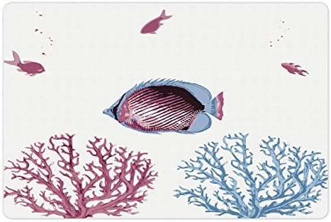 Лунарна Корална Подлога За Миленичиња За Храна И Вода, Илустрација На Тропски Рибни Морски Растенија Аквариум Океански Диви Животни Под