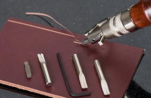 Leathercraft 5 во 1 алатка за жлебови прилагодлив кожен раб зашилки за зашивање на писател за писател на кожена алатка за кожа DIY