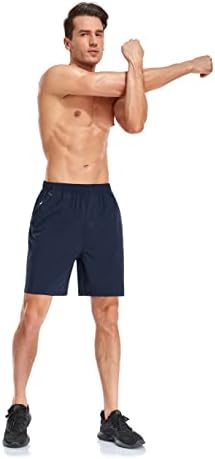 Машки машки атлетски шорцеви за пешачење Брзи суви теретани тренинзи за тренинзи лесни со џебови од патент