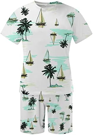 Менс костуми големи и високи и 2 парчиња мажјаци со кратки шорцеви на плажа печатени панталони летни поставуваат ракави мажи костуми