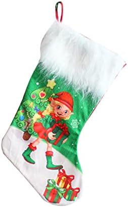 Ксиос Божиќна декорација Божиќна чорапи ткаенина Божиќна чорапска торба и Божиќ што висат чорапи за украсување на забави и Божиќни