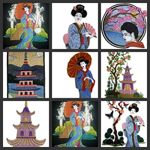 Неверојатна обичај [Јапонска градинарска панел сцена] [Богата јапонска култура и традиција] Везено железо на/шива лепенка [11,73 x