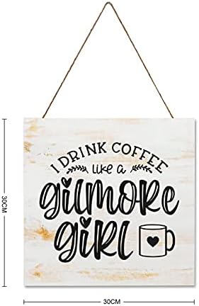 Арогелд пијам кафе како девојче Гилмор Девојка од дрво знак за кафе, цитати за loversубители на кафе, знак за подарок, фарма куќи wallид