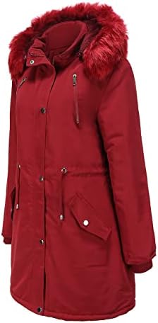Зимски јакни за жени плус големина Парка ветерница за ветерници на крзно со качулка, облечена од половината на половината