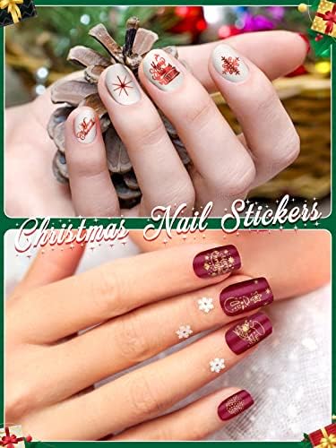1200+ обрасци Божиќни налепници за нокти LORVAIN Шарени 3Д самолепливи ласерски нокти декорации новогодишна елка Снежанка елк снегулка на нокти