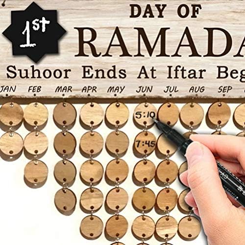 ПРЕТИЗУМ Дрвена Декорација На Календарот За Доаѓање Еид Мубарак Висечка Плоча 2021 Рамазански Украси За Материјали За Забави На Домашен