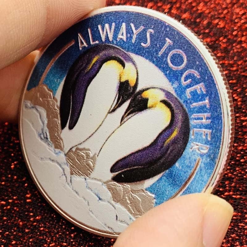 Пингвин обоени сребрени медали од јужна хемисфера океански брод чамец во форма на срцев пингвин, парови комеморативни монети