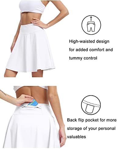Дофао женски 20 тениски здолништа со тениски здолништа со атлетски скромни долги голф -голф со внатрешни џебови од шорцеви
