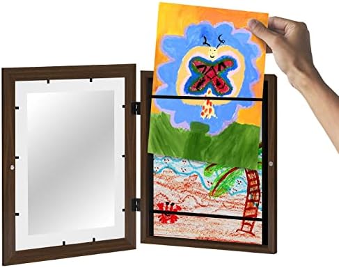 AmericanFlat 10x12.5 Детски уметнички дела рамка за слика во орев - прикажува 8.5x11 со МАТ и 10х12,5 без МАТ - композитно дрво со стакло отпорно