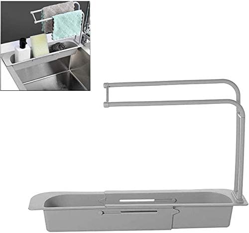 Jgusvyt прилагодлива решетка за складирање на мијалник, организатор на мијалник Телескопски држач за складирање на мијалник, фиока дома