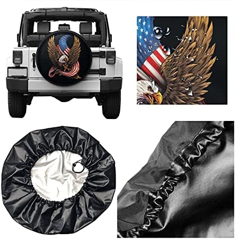 Cozipink Eagle American Flag RV Spare Tire Cover For RV Trailer Camper Wheel Proters Weathproof Universal For Trailer RV SUV Truck Camper додатоци за приколки за патувања14 15 16 17