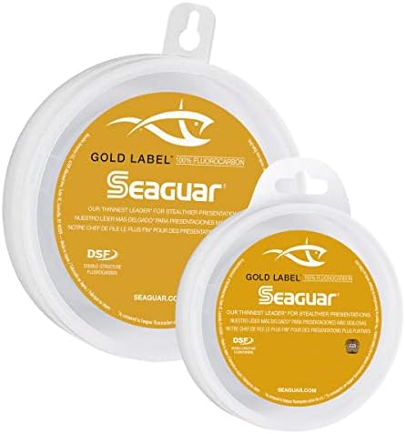 Златна етикета на Seaguar линија за риболов со флуорокарбон, јачина на пауза од 6lb, 50 -тина, чиста - 06gl50