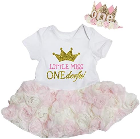 Петитбела роденденска круна бела каросерија беж розова роза туту бебе фустан nb-18m