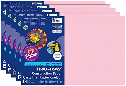 Тру-зрачна градежна хартија, розова, 12 x 18, 50 листови по пакување, 5 пакувања
