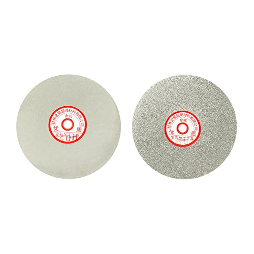 Uxcell 6-инчен грип 60 & 400 дијамантски обложени рамни тркала за мелење на полирање за пескарење, 2 парчиња тркала, 2 парчиња