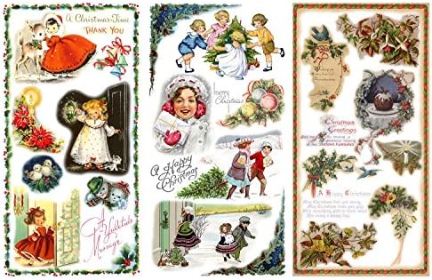 Decoupage Paper Pack Crrison Santa Dids Kids Flonz Vintage Ephemera